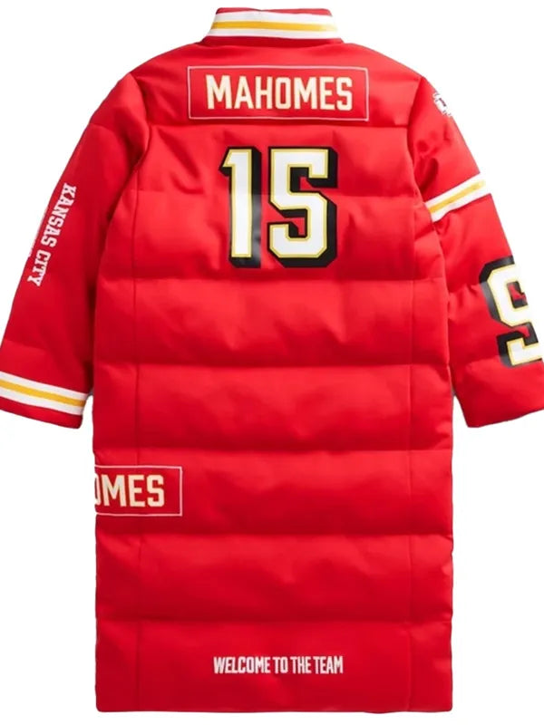 Patrick Mahomes KC Chiefs Red Puffer Coat