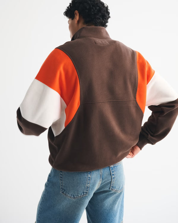 Colorblock Half-Zip Mockneck Sweatshirt