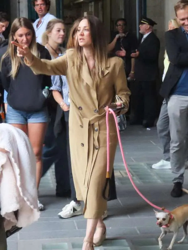 Kaley Cuoco Vanished 2026 New  Brown Wool Coat