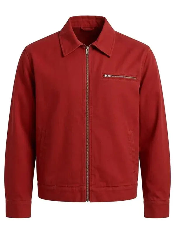 Travis Beatty  Red Harrington Style Zipper Cotton Jacket