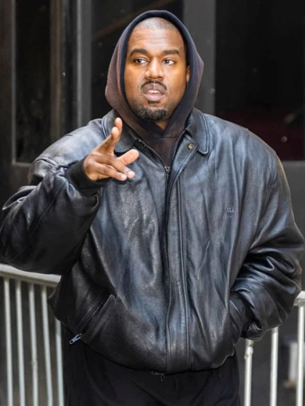 Kanye-West-Leather-Black-Jacket