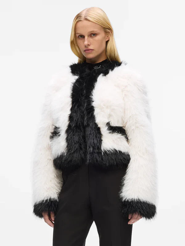 Karl-Lagerfeld-Black-And-White-Fur-Jacket