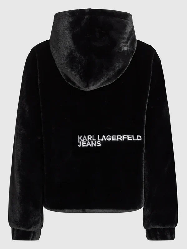 Karl-Lagerfeld-Faux-Fur-Jacket-Black