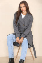 Katch Me black cropped trench