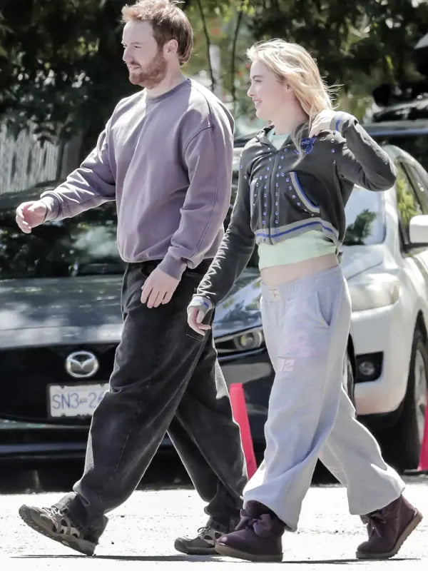 Kathryn Newton Grey True Religion Zip Up Hoodie