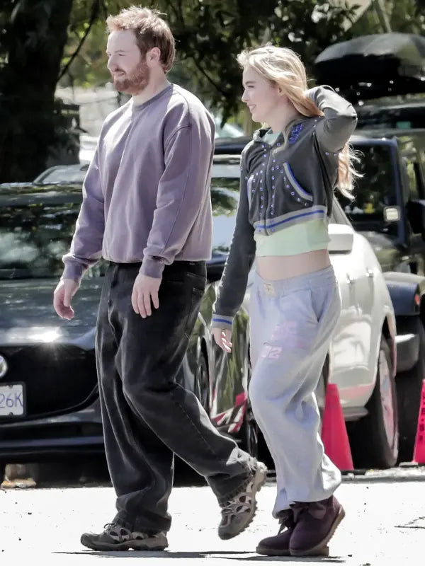 Kathryn Newton Grey True Religion Zip Up Hoodie