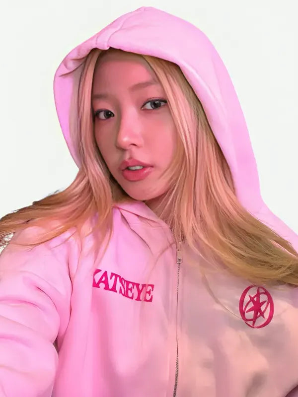 Katseye Desert 2026 Pink ZIP Up Hoodie