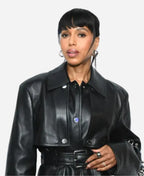 Kerry Washington Black Leather Coat