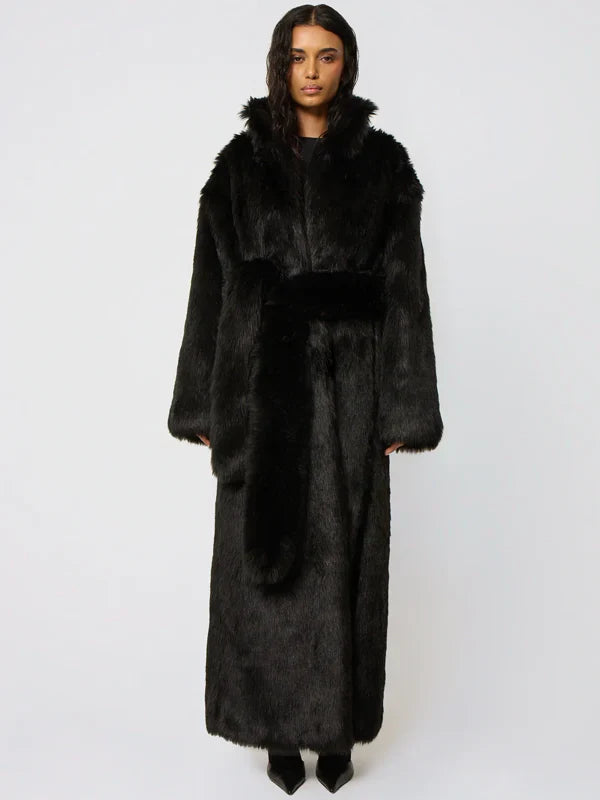 Khy-Long-Black-Faux-Fur-Coat-Womens