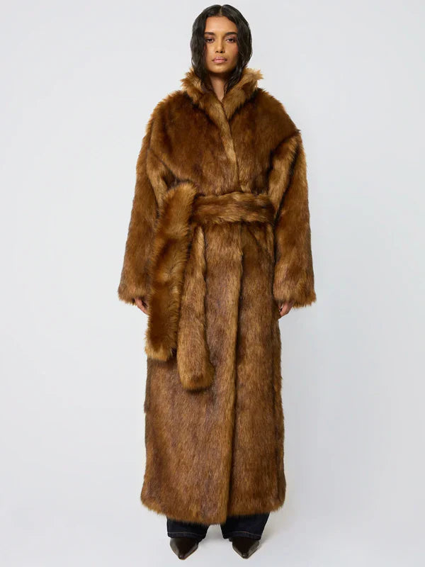 Khy-Long-Faux-Fur-Coat-Cedar