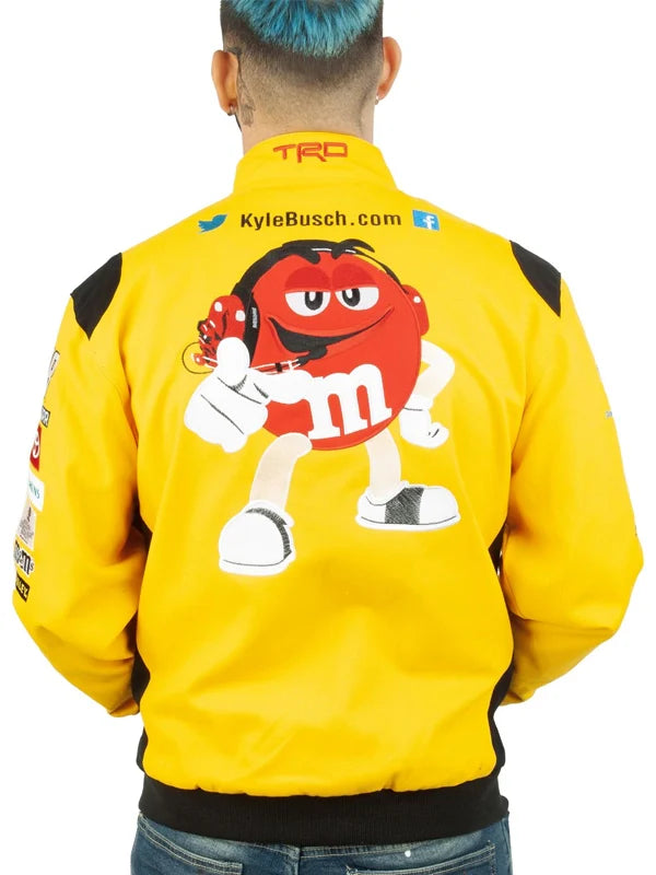 Kyle-Busch-Yellow-M&M-Nascar-Jacket-Back