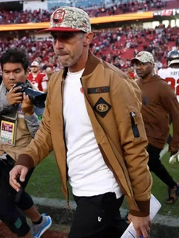 Kyle-Shanahan-San-Francisco-49ers-Salute-to-Service-2025-Bomber-Jacket