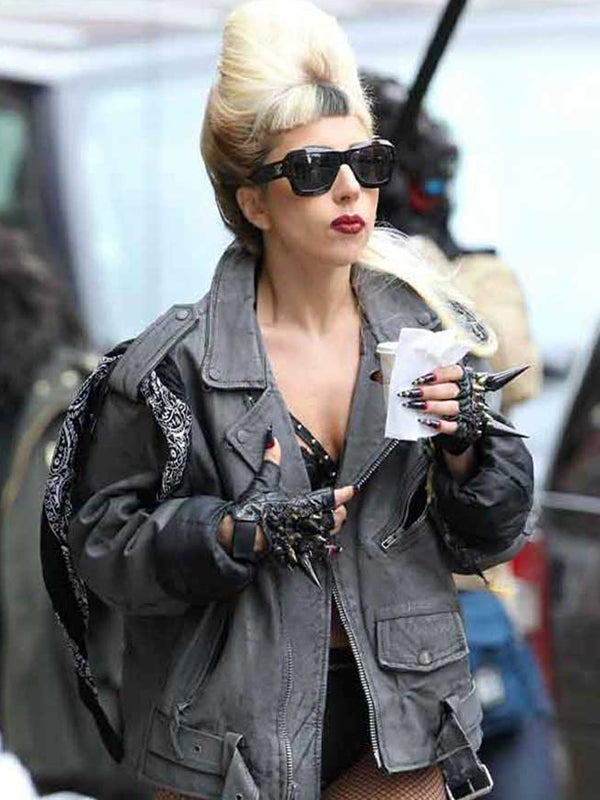 Lady Gaga Filming HBO Special Leather Jacket