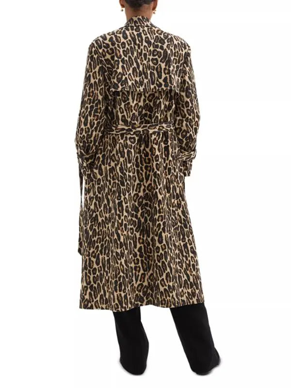 Laenne S02 Kristen Johnston Leopard Print Trench Coat