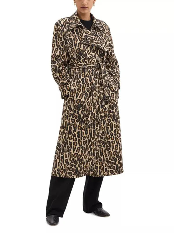 Laenne S02 Kristen Johnston Leopard Print Trench Coat