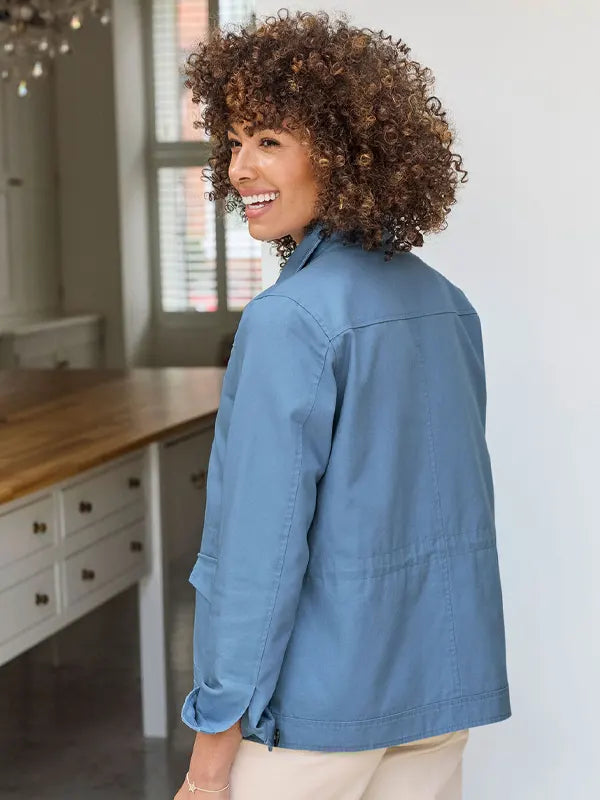 Donald Runolfsson Women's Light Blue Cotton Jacket