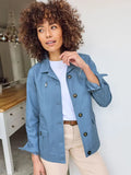 Donald Runolfsson Women's Light Blue Cotton Jacket