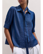 Leanne S02 Leanne Murphy Pleated Chambray Top