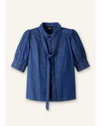 Leanne S02 Leanne Murphy Pleated Chambray Top
