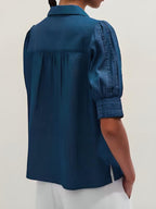 Leanne S02 Leanne Murphy Pleated Chambray Top