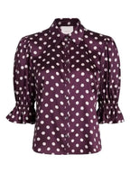 Leanne S02 Leanne Morgan Polka Dot Puff-Sleeve Top