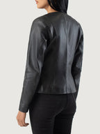 Leather Jacket No Collar Women