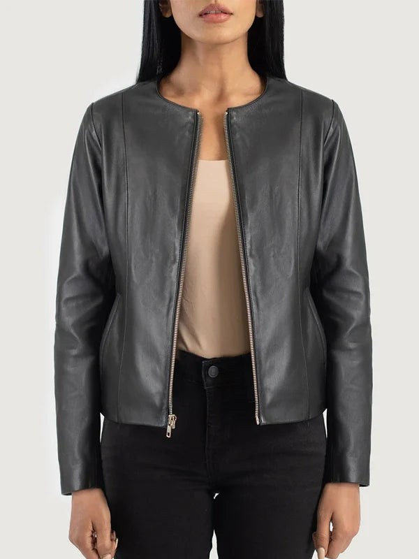 Leather Jacket No Collar