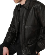 Leather Mens Black Aviator Jacket For Men