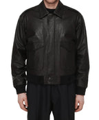 Leather Mens Black Aviator Jacket For Sale