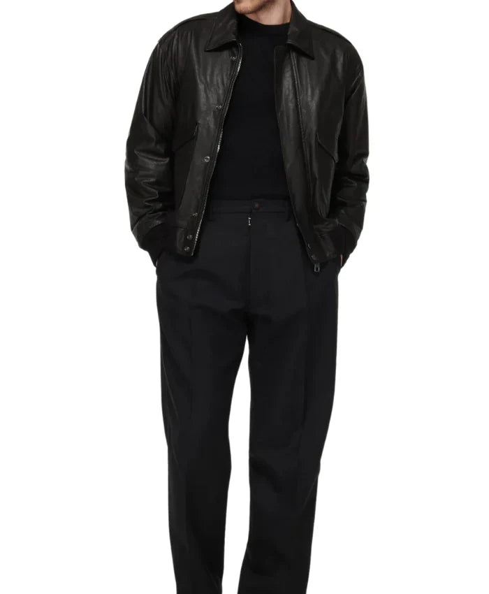 Leather Mens Black Aviator Jacket In UK