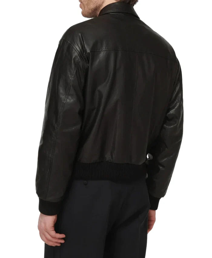Leather Mens Black Aviator Jacket In USA