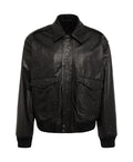 Leather Mens Black Aviator Jacket