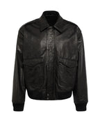 Leather Mens Black Aviator Jacket