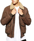 Leather Sherpa Bomber Jacket