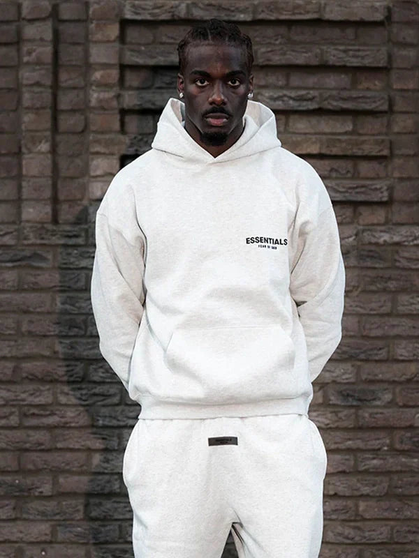 Light Oatmeal Essentials Hoodie For Sale