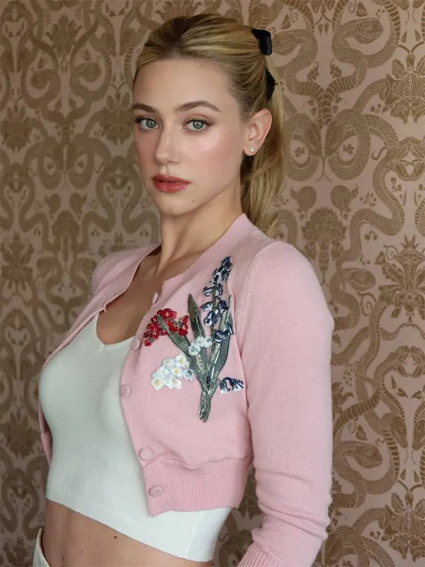 Lili Reinhart THE LOVE HYPOTHESIS Pink Top - Embroidery