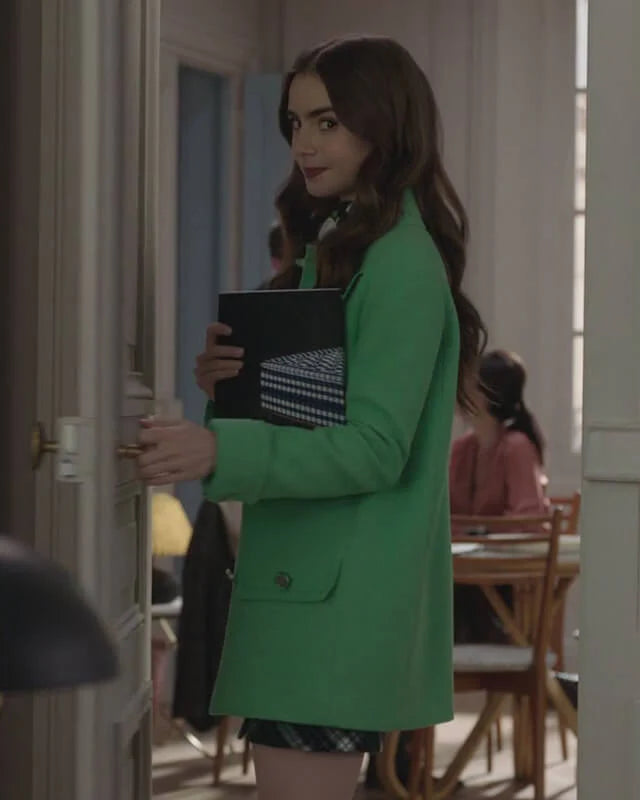 Lily-Collins-Emily-in-Paris-Green-Coat-1