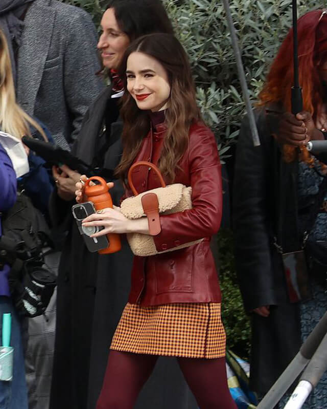 Lily-Collins-Emily-in-Paris-S04-Red-Leather-Coat