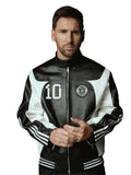 Lionel Messi Football Black Leather Biker Jacket