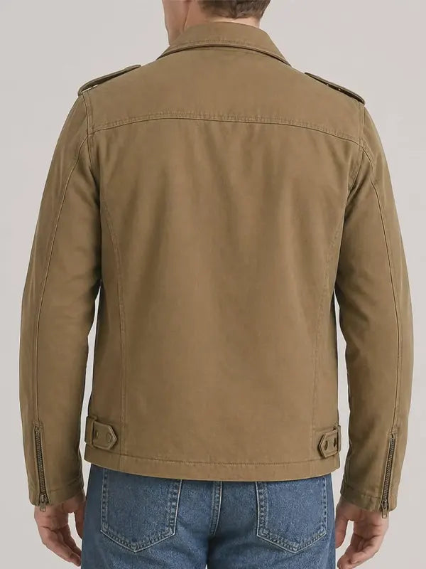 Daphney McKenzie Men's Tan Cotton Motorcycle Style ZIP Jacket