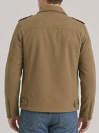 Daphney McKenzie Men's Tan Cotton Motorcycle Style ZIP Jacket