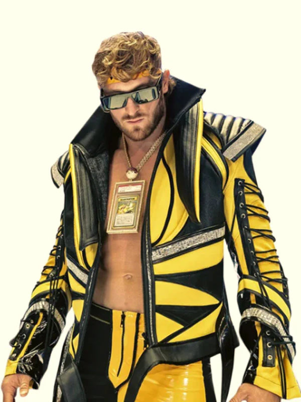 Logan-Paul-WrestleMania-38-Black-and-Yellow-Leather-Jacket