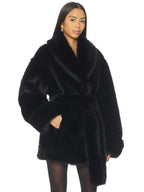 Margot Faux Fur Coat In Black Lovers And Friends