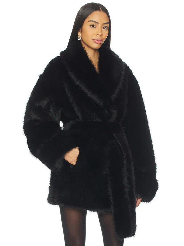 Margot Faux Fur Coat In Black Lovers And Friends