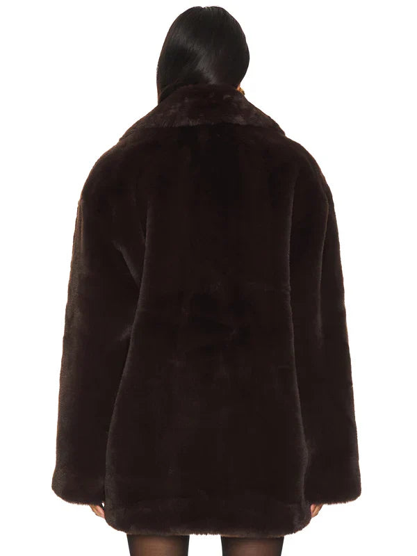 Wainscott Faux Fur Jacket In Brown Lovers And Friends