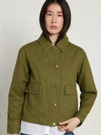 Maxine Hand Women Olive Green Cotton Jacket