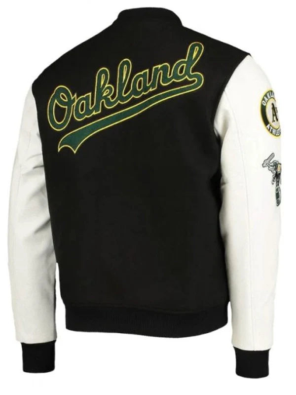 MLB-Team-Oakland-Athletics-Black-and-White-Varsity-Letterman-Jacket