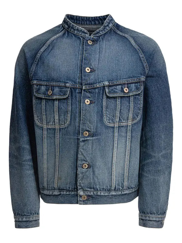 Mandarin Collar Denim Jacket