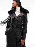 Mango-100-Leather-Faux-Fur-Collar-Trench-Coat-In-Black