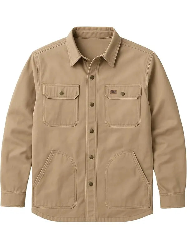 Thomas Bradtke Wicklow Rugged Shirt Collar Beige Cotton Jacket